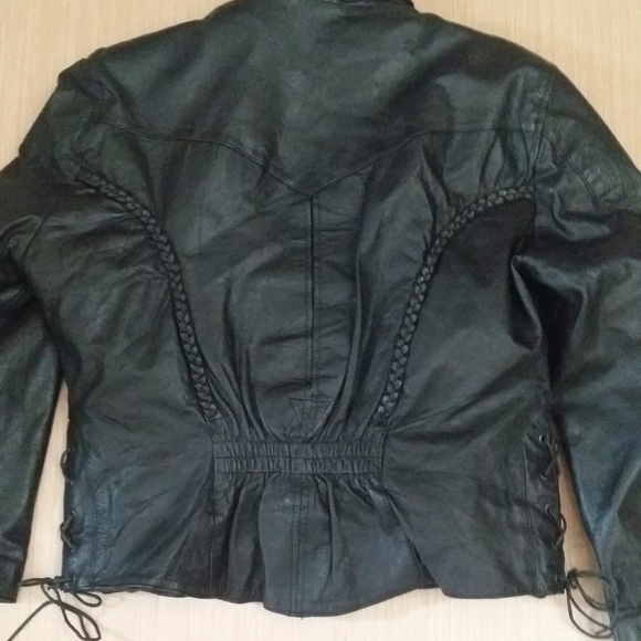 Vintage 80s Silver Bike Leather Motorcycle Jacket - Picture 3 of 8